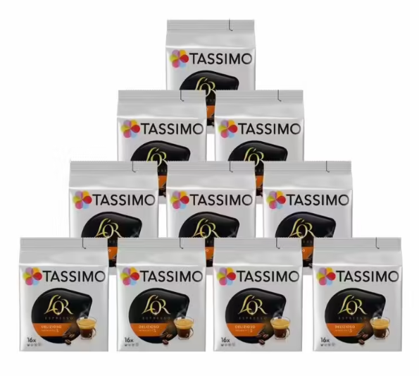 Tassimo L'OR Espresso Delizioso Coffee Pods 10 Packs (160 Drinks)